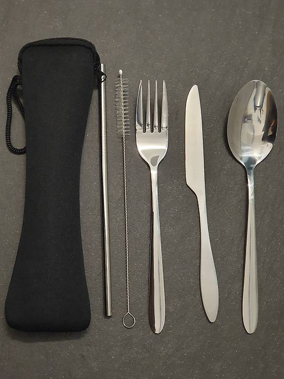 Besteckset mit Trinkhalm für unterwegs