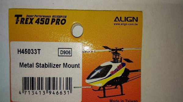 ALIGN T-REX 450 PRO Metal Stabilizer Mount H45033T D906
