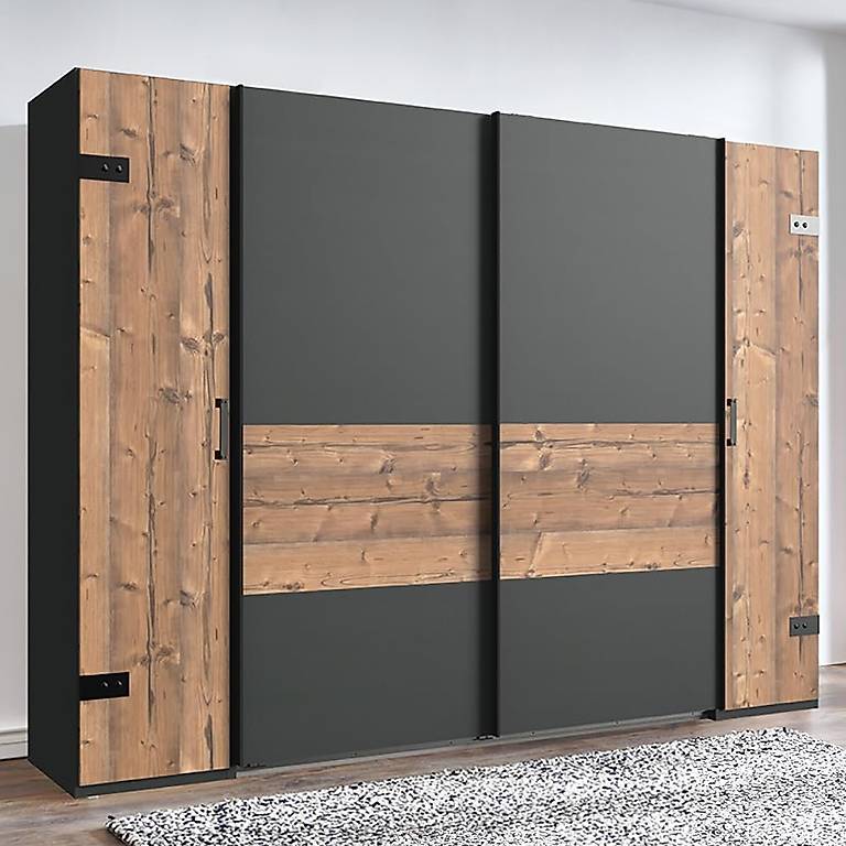 Kleiderschrank Schwebetüren Drehtüren 2 Kleiderstangen Einle