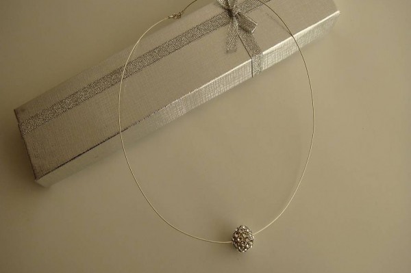 Tour de cou Argent 925 Mesh Ball Swarovski