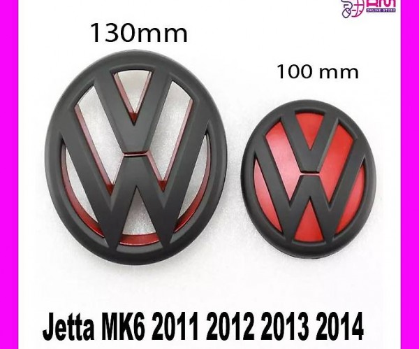  Vw 130mm schwarz rot Matt + 100mm Emblem