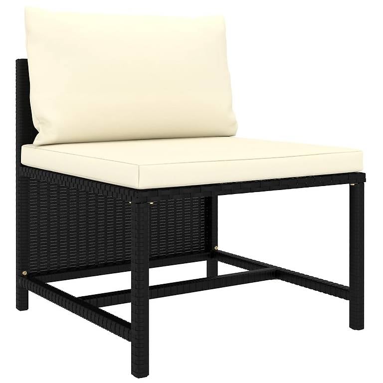 Poltrona con cuscini in Rattan Nero Nuovo