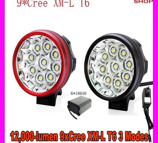  12.000 Lumen 9x Cree XM-L T6 3 Modi LED