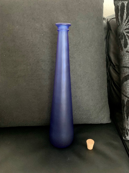 Deko Vase Flasche mit Korken Blau matt