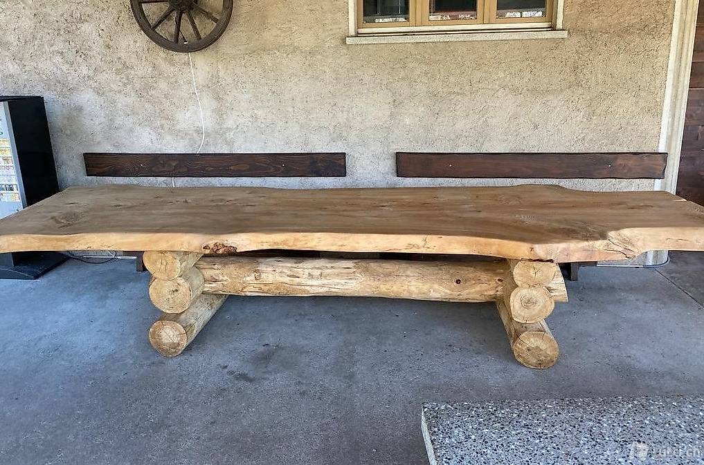 Tavolo in Cedro Spazzolato 1 Pezzo - Gamba in Castagno