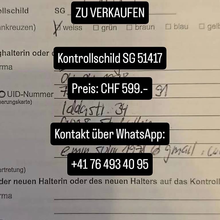 Kontrollschild SG 51417