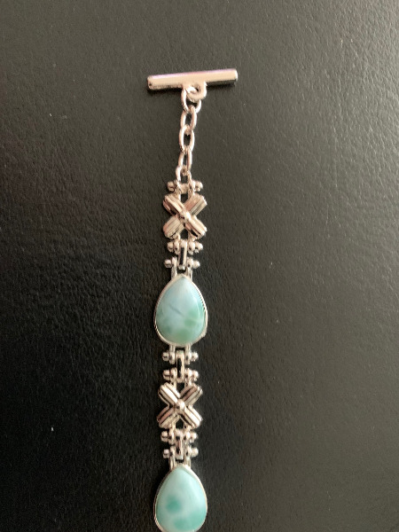 Armkette 3 Larimar Steinen Tropfenform Dom. Rep