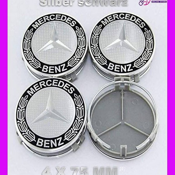 Benz Nabenkappen Silber schwarz