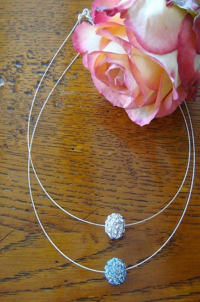 Tour de cou Argent 925 Mesh Ball Swarovski