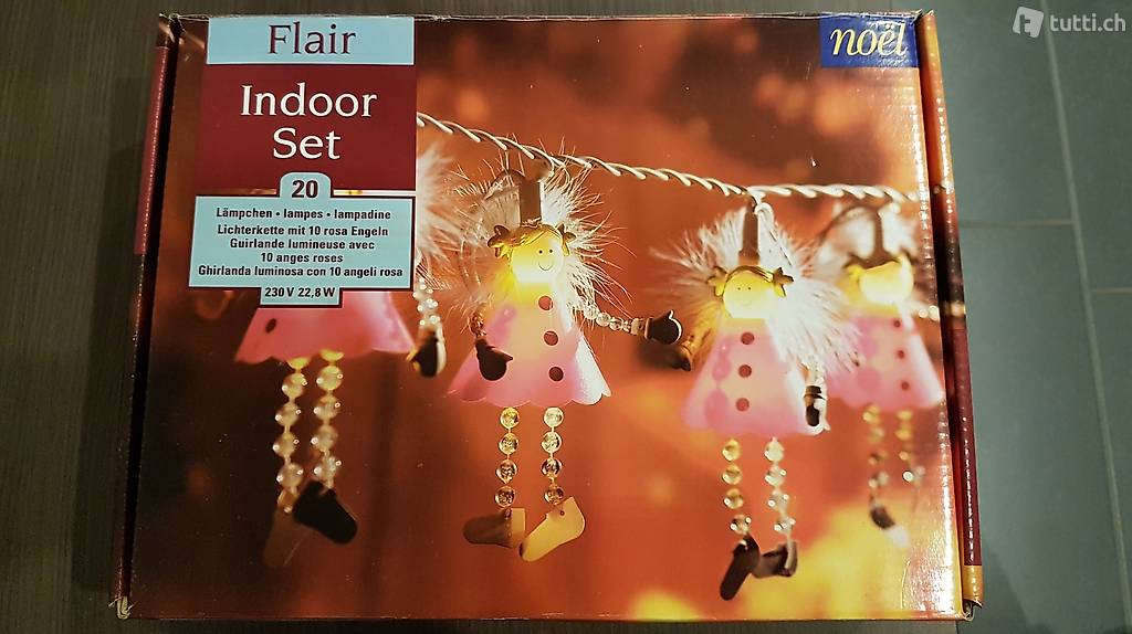 Ghirlanda luminosa con 10 angeli rosa per interni