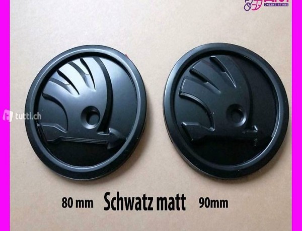  Skoda Emblem schwarz matt 90mm / 80