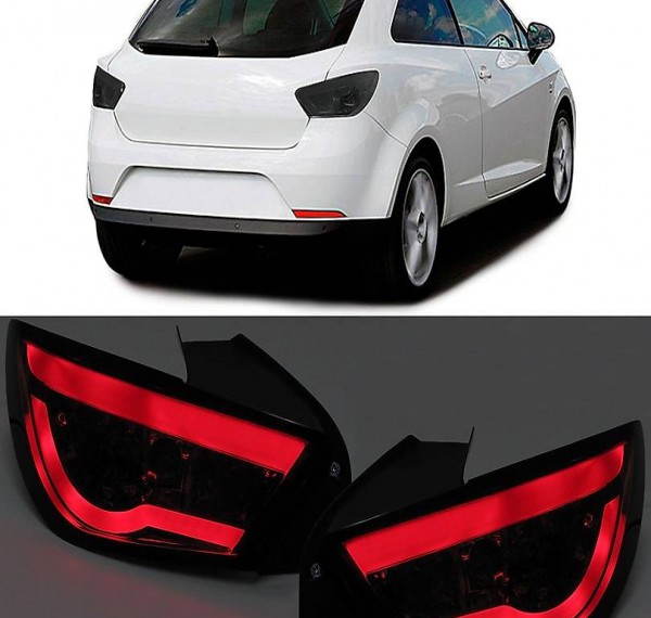  RÜCKLEUCHTEN SCHWARZ SMOKE MIT LIGHTBAR für Seat Ibiza 6J