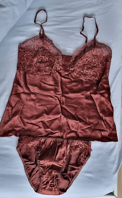 Slip und Top Gr.36/38 S Spitze braun
