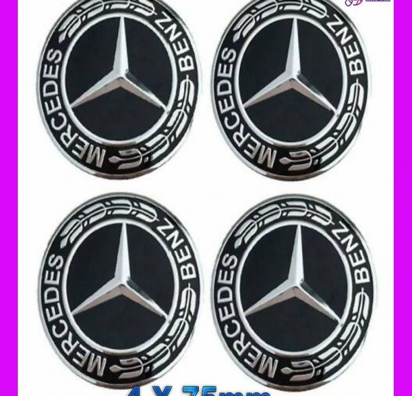  Benz 75mm Nabenkappen schwarz